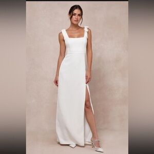 NEW Lulus Your Sweetie White Tie-Strap Column Maxi Dress XL